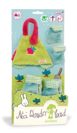 Nici 35505 Puppenkleidung Set Wonderland Garten Schürze, Stiefel, Handschuhe