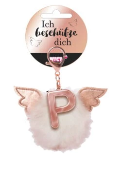 Nici 46985 Taschenanhänger Schutzbommel Mit Flügeln + Pompon Metallbuchstabe P