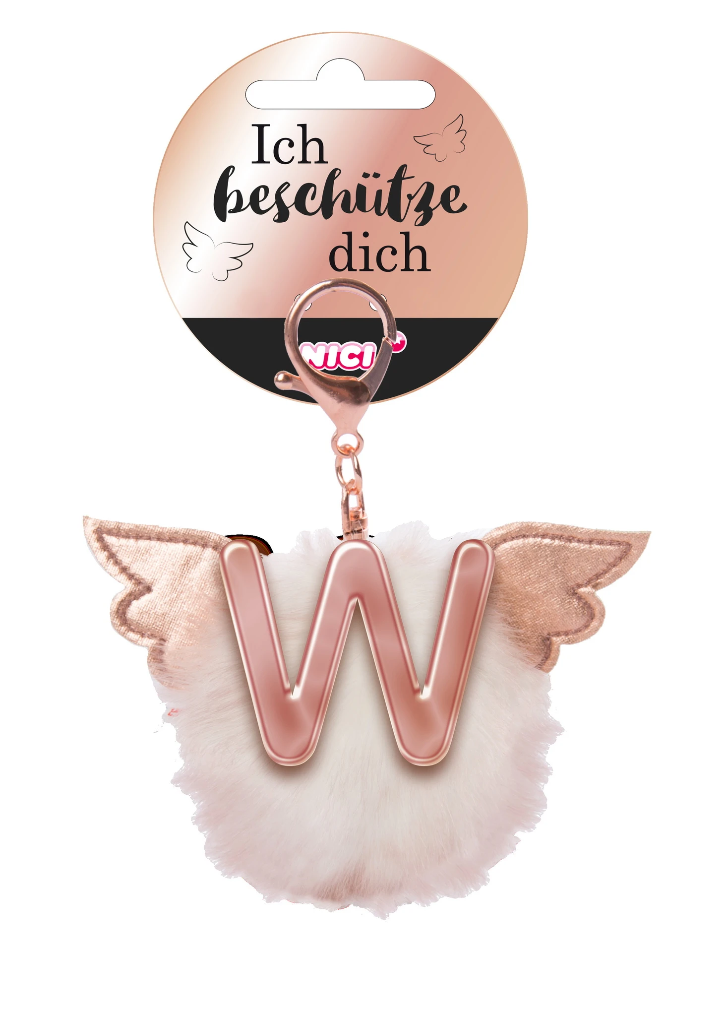 Nici 46991 Taschenanhänger Schutzbommel Mit Flügeln + Pompon Metallbuchstabe W 1 Nici 46991 Taschenanhänger Schutzbommel Mit Flügeln + Pompon Metallbuchstabe W